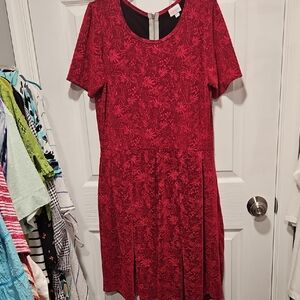LuLaRoe Red Floral Midi Dress